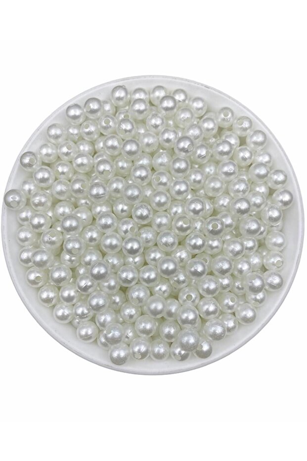 Plastic Pearl, 50Gr 8mm White Plastic Pearl Beads, Jewelry Making Beads (50Gr,~180 Pieces)