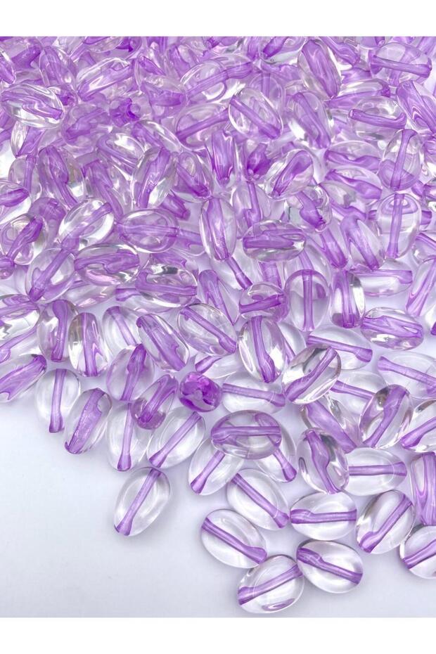 Lilac Flat Transparent Acrylic Beads, Beads for Bag Making (100Gr, ~70 Pieces)