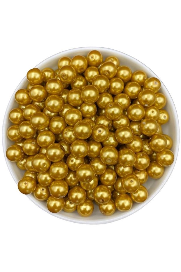 12mm Yellow Color Glass Pearl Beads, Jewelry Accessory Making Beads (50Gr,-23Pieces)