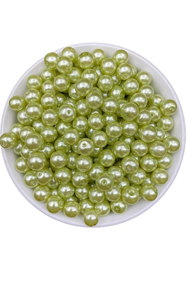 10mm Light Green Glass Pearl Beads, Jewelry Accessory Making Beads (50Gr,-38Pieces)