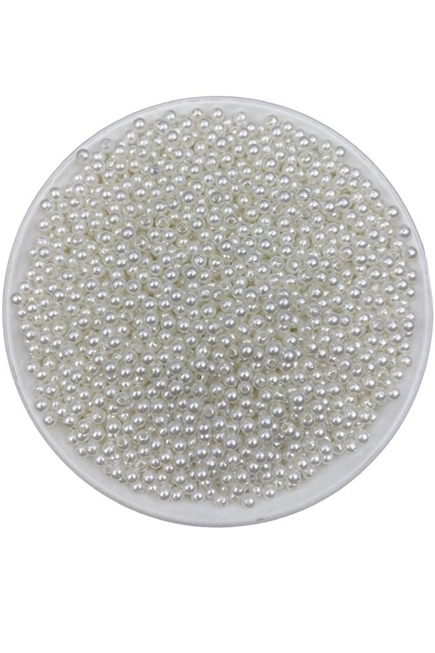 25Gr 4mm White Plastic Pearl Beads, Jewelry Making Beads (25Gr,~750 Pieces)