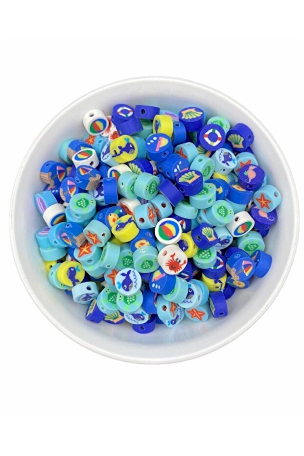 25 Pcs 10mm Polymer Clay Fimo Mixed Ocean, Sea Animals Beads, Jewelry Making