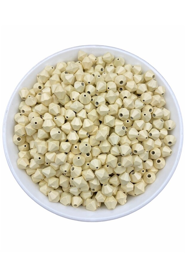 50gr 8mm Matte Metallic Cream Color Pyramid Beads, Jewelry Making Hobby Beads (50gr,~275 Pieces)