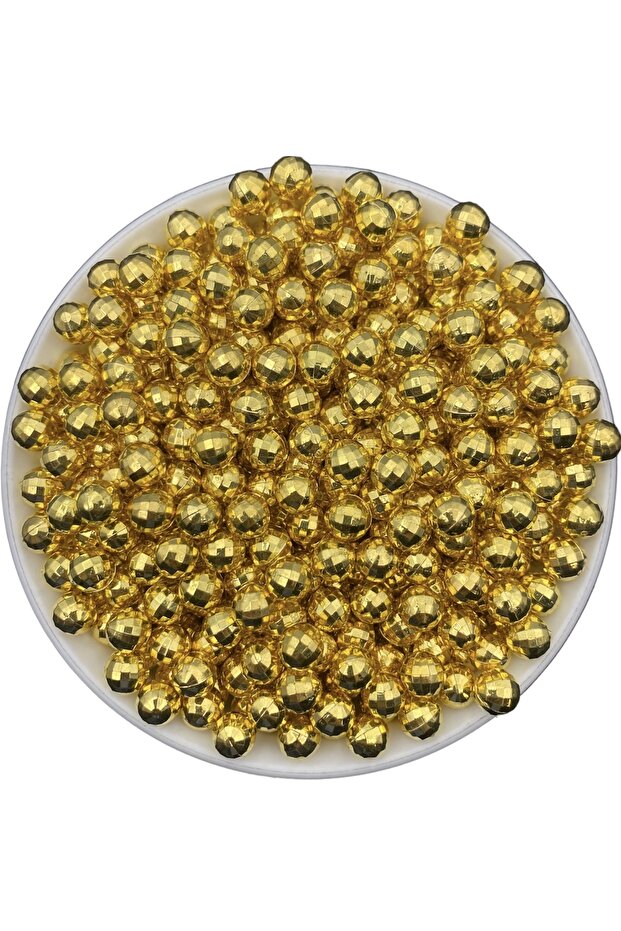 Imperforate Pearl Beads, 8mm World Model Metalized Gold / Golden Yellow Imitation Pearl (50gr,~30pcs)