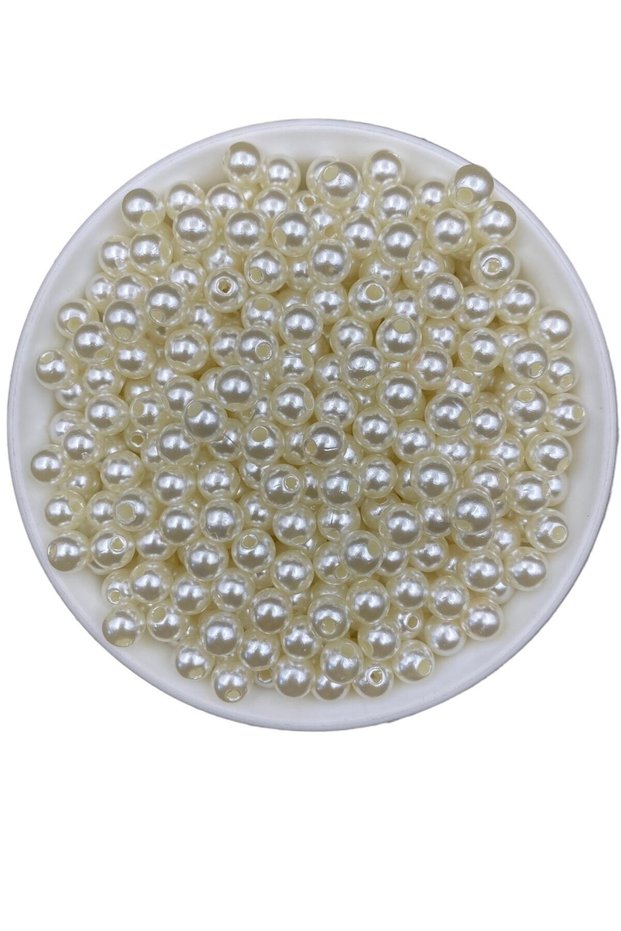 50gr 8mm Cream Color Luxury / Luxury Coated Plastic Pearl Beads, Jewelry Making Beads (50gr,~200 Pieces)