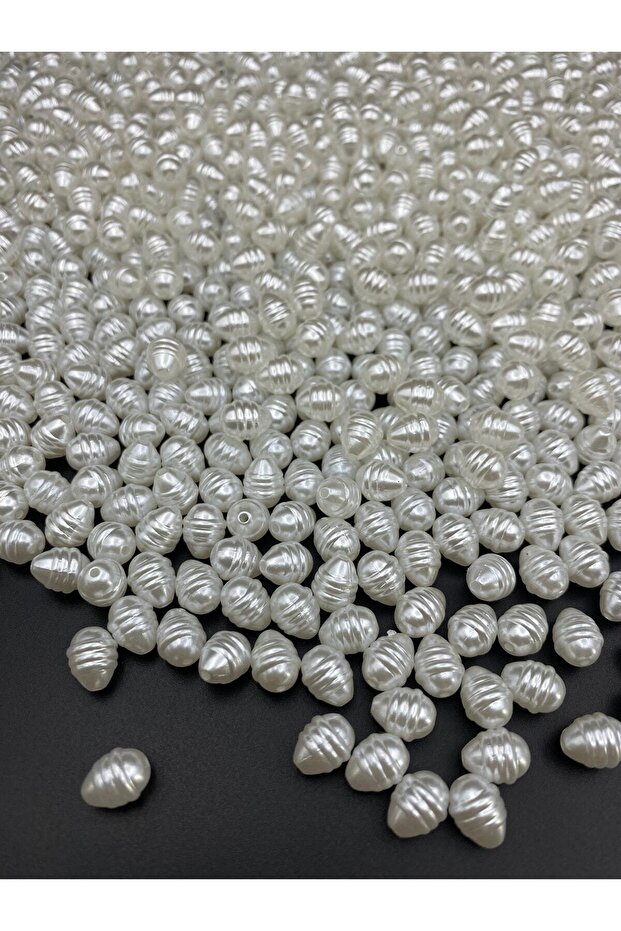 25gr White Color 10x7mm Luxury Coated Shapeless Baroque Trapezoid Plastic Pearl Bead #11 (~80 Pieces)