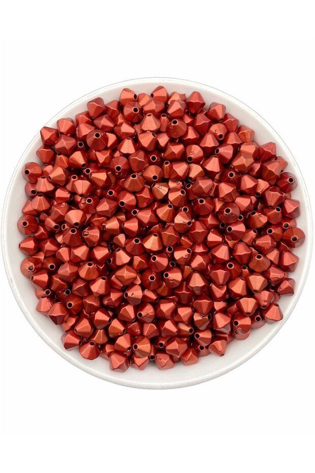 50gr 8mm Matte Metallic Red Color Pyramid Beads, Jewelry Making Hobby Beads (50gr,~275 Pieces)