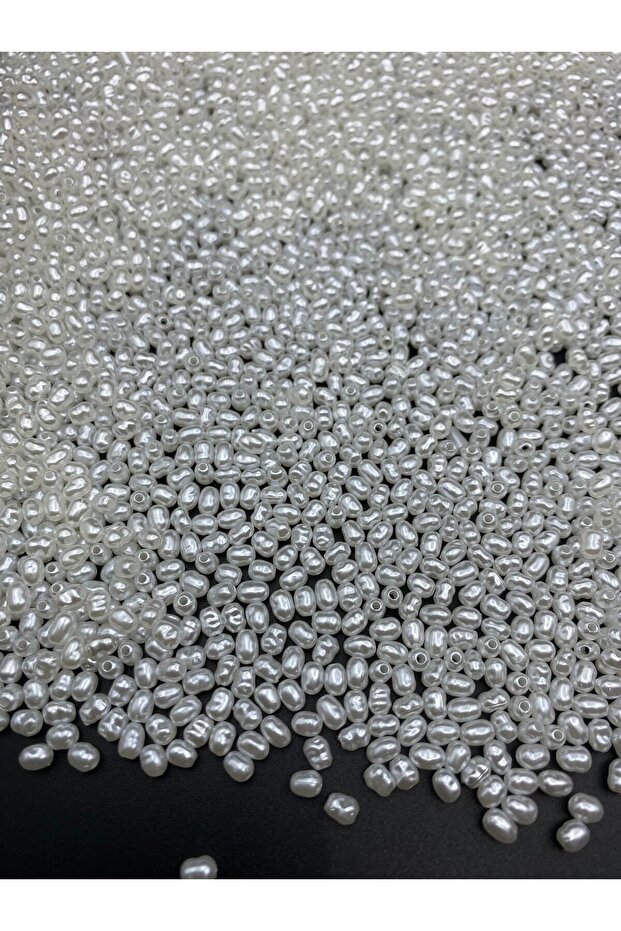 25gr White Color 5x3mm Luxury Coated Shapeless Baroque Trapezoid Plastic Pearl Bead #65 (~600 Pieces)