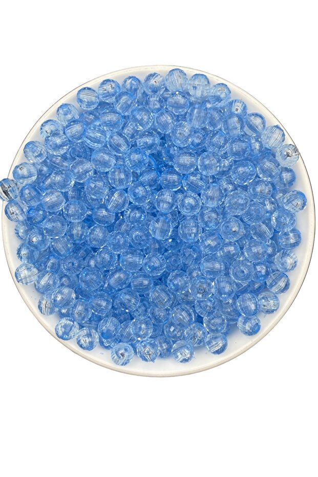 8mm Light Blue Acrylic World Model Beads, Jewelry and Bag Making Beads (50gr,~200 Pieces)