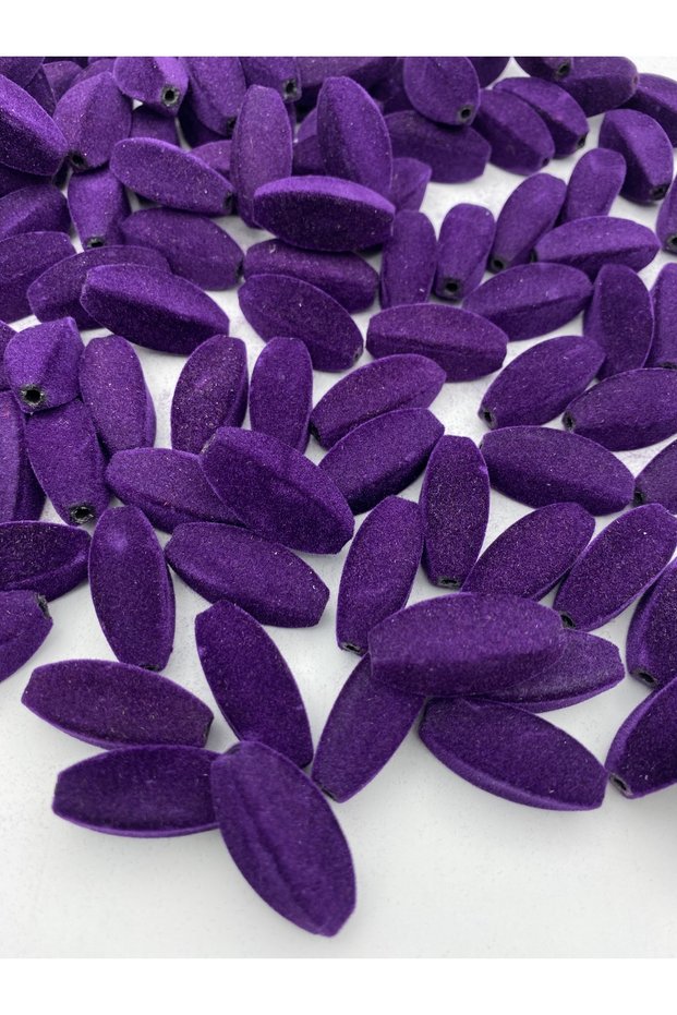 Purple Colored Cornered Log Model Velvet Bead Jewelry, Bag Making Bead (100gr,~26 Pieces)