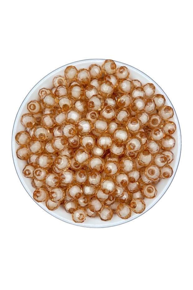 50gr 8mm Beaded Mink Color Acrylic Honeycomb Beads, jewelry, bag Making Beads (50gr,~200 Pieces)