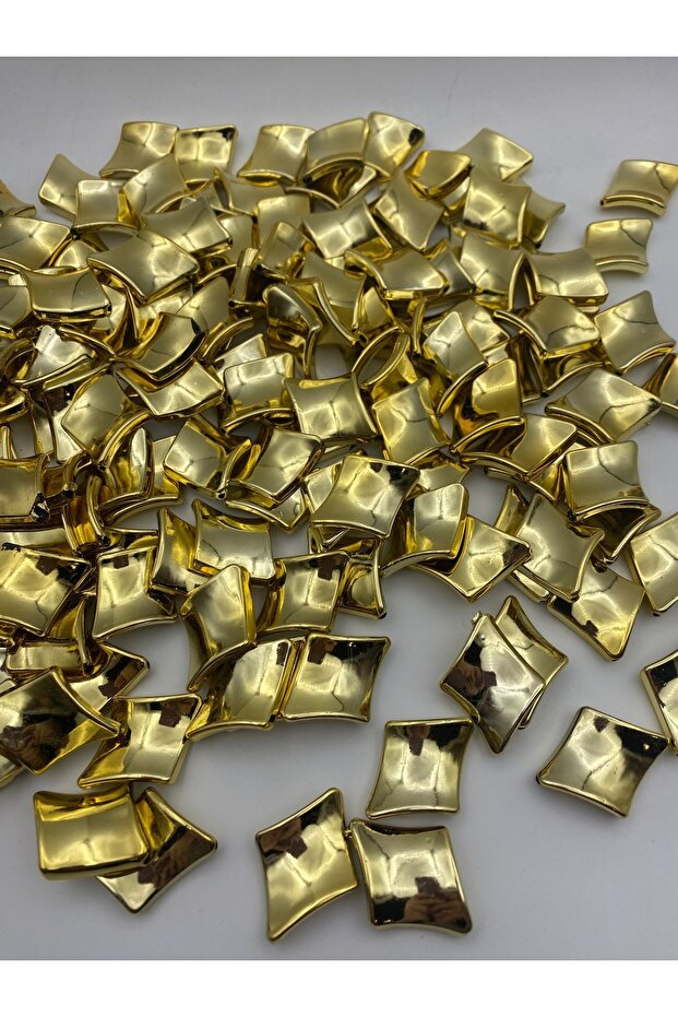 100gr Gold Golden Yellow Color Metallized Small Diamond Model Bead Bag Making Beads (~33 Pieces)