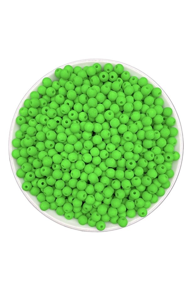 Neon Beads, 25gr 6mm Green Matte Neon Phosphorescent Beads, Jewelry Making Beads (25gr, ~220 Pieces)