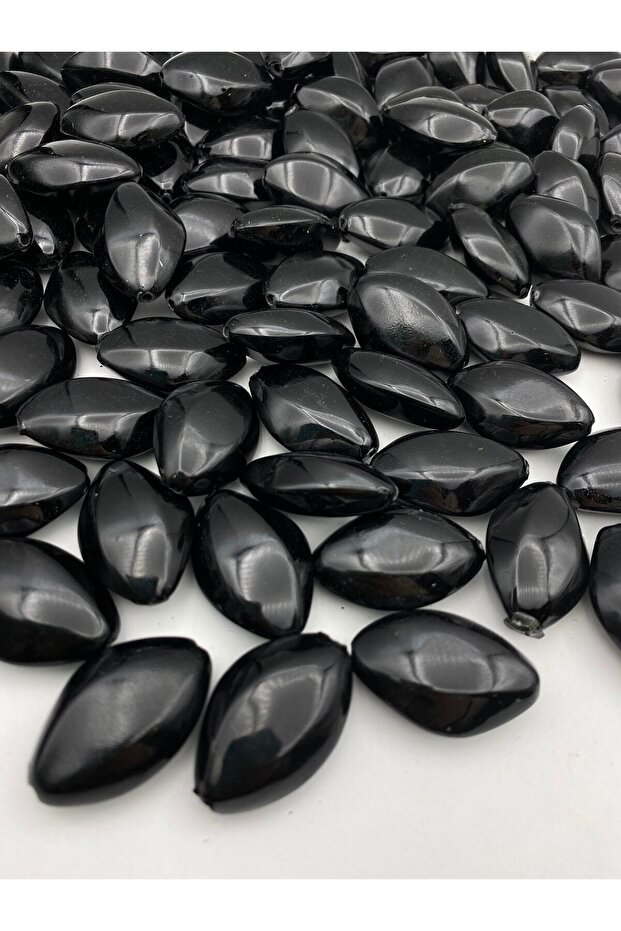 100gr Black Color Large Metalized Almond Beads, Accessory, Jewelry Bag Beads (100gr,~20 Pieces)