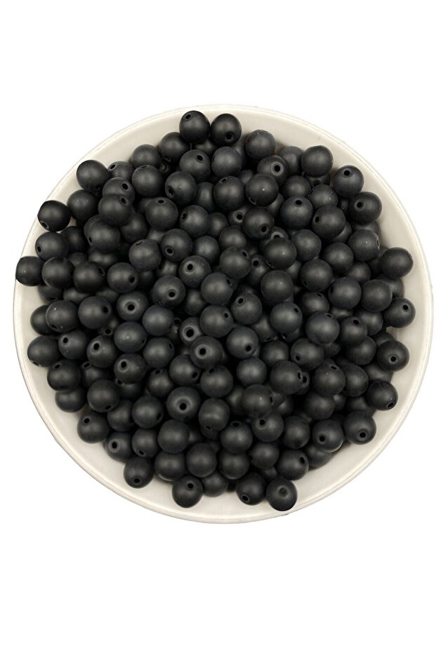 8mm Matte Black Glass Beads, Jewelry Making Hobby Beads (50gr, ~65pcs)