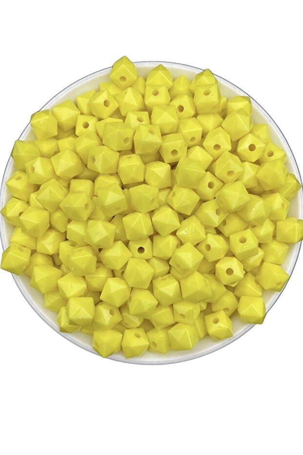 100gr 10mm Opaque Yellow Color Cube, Cubic Model Acrylic Beads, Bag Beads (100gr,~200 Pieces)