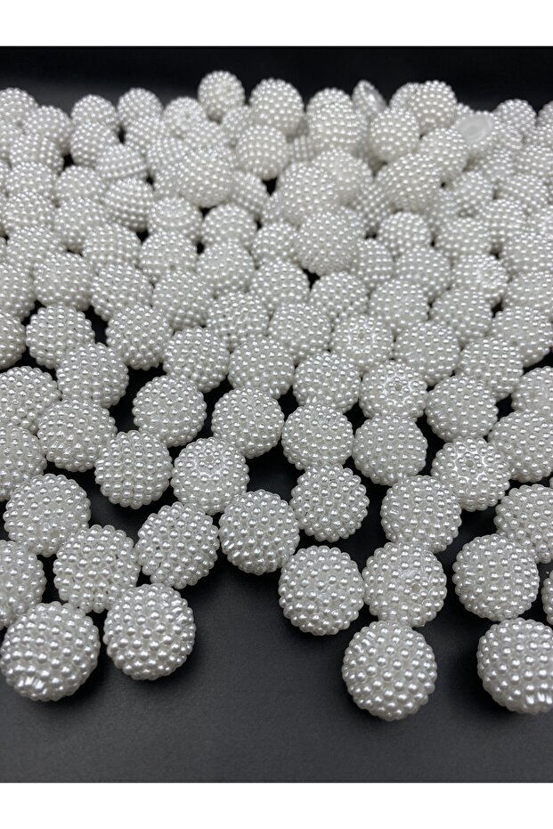 Pieced Blackberry, 100Gr 20mm White Color, Fragmented Blackberry Pearl Beads, Bag Making Beads (~40 Pieces)
