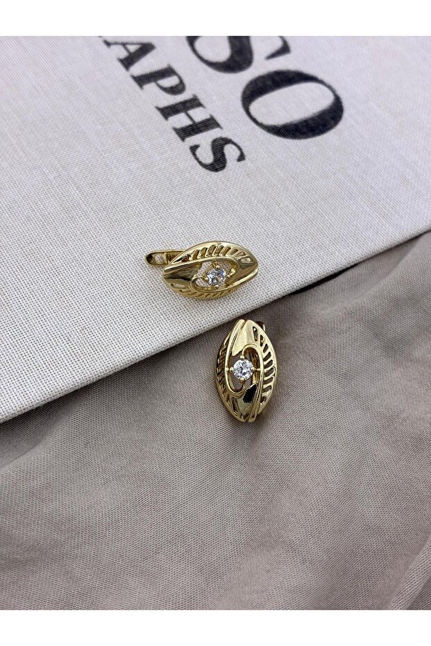 Xuping Gold Color Ethnic Almond Model Zircon Stone Earrings