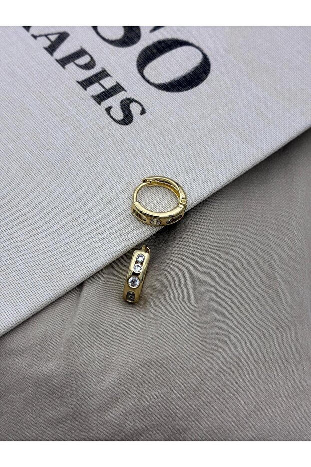 Xuping Gold Color Round Zircon Stone Hoop Earrings