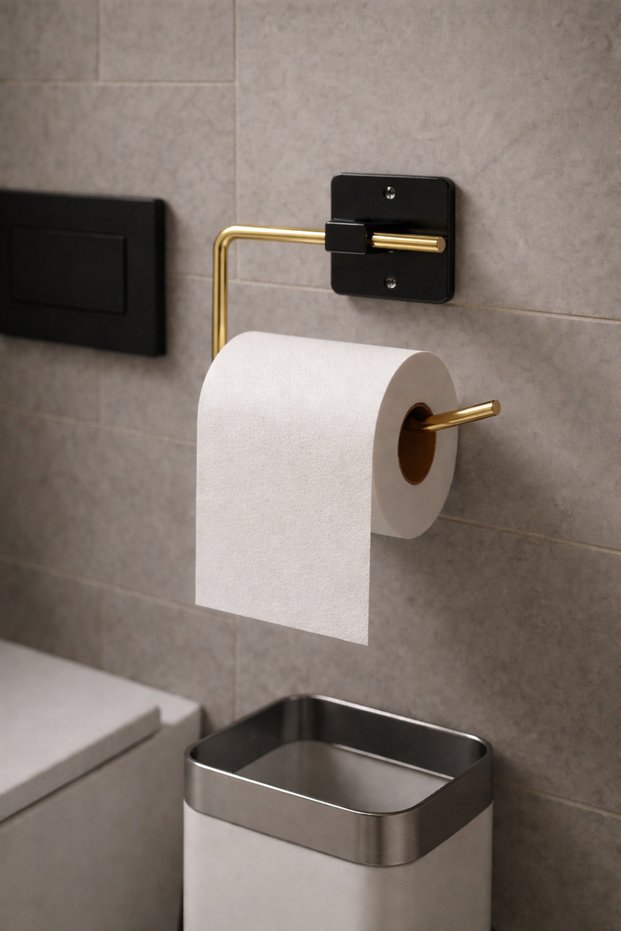 Adhesive Square Open Toilet Paper Holder WC Paper Holder Toilet Paper Hanger Gold Black Ks-001