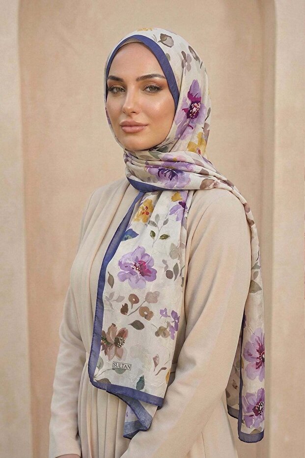 شال من الخيزران منقوش من سلطان - موديل أبريل - DK01-02
