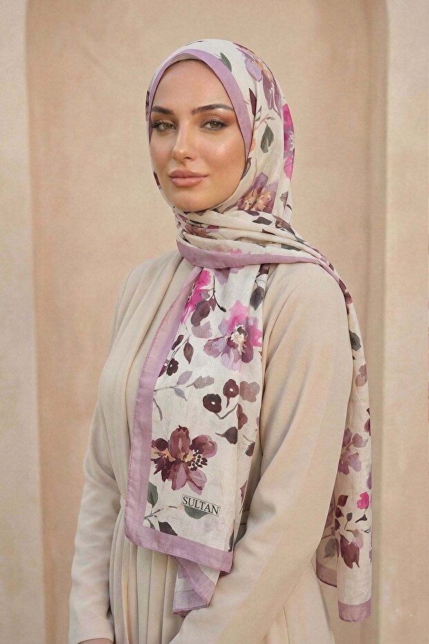 شال من الخيزران منقوش من سلطان - موديل أبريل - DK01-13