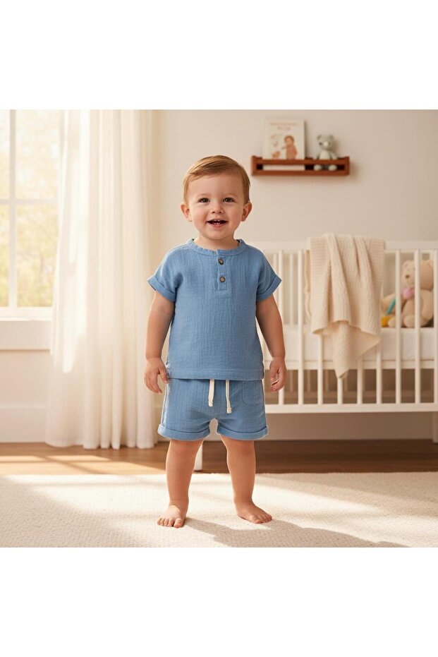 Altıntaş Baby Soft and Breathable Muslin Double Set for Baby Boys