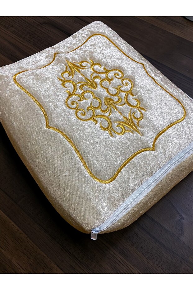 Dowry Velvet Gold Embroidered Cappuccino Bundle 35x30 Cm Engagement Bride Groom Bag
