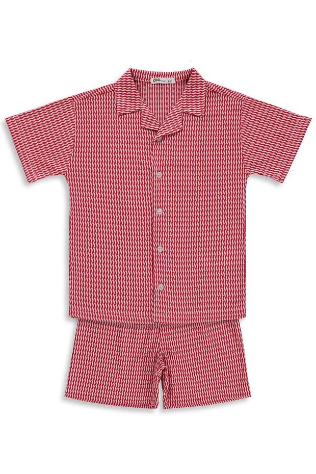 Wavy Striped 6-9 Years Old Set - Red