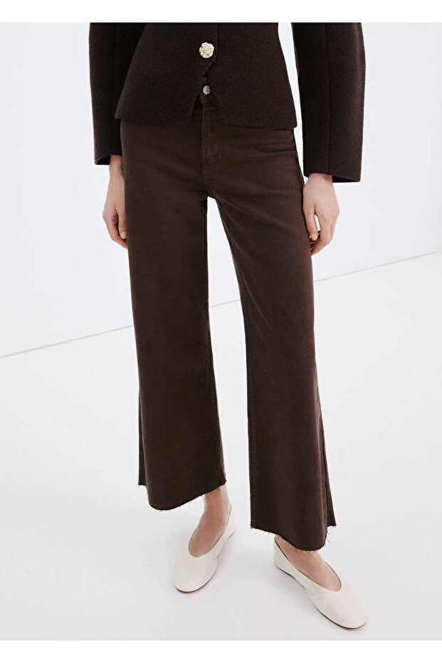 High Waisted Stitching Wideleg Jeans