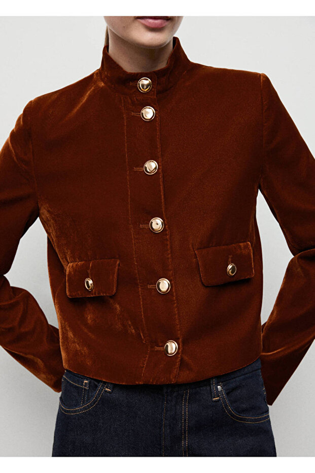 Buttoned Velvet Jacket - 1
