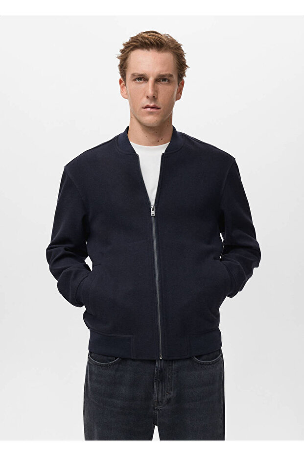 Fermuarlı bomber sweatshirt - 1