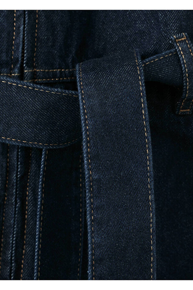 Kemerli denim tulum - 5