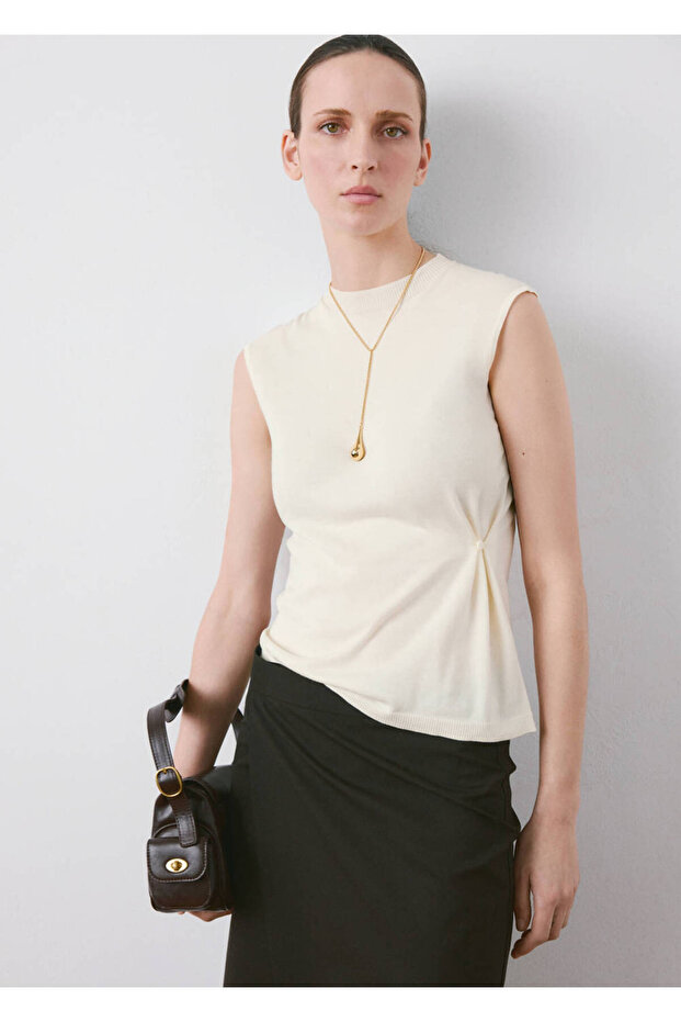 Knitted Blouse with Gathered Sides