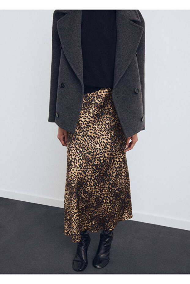 Leopard print satin skirt - 1