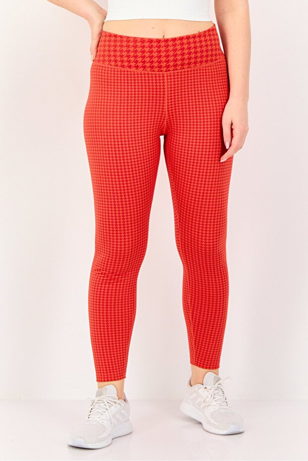 Women Dri Fit Brand Logo Training 7/8 Leggings, Red