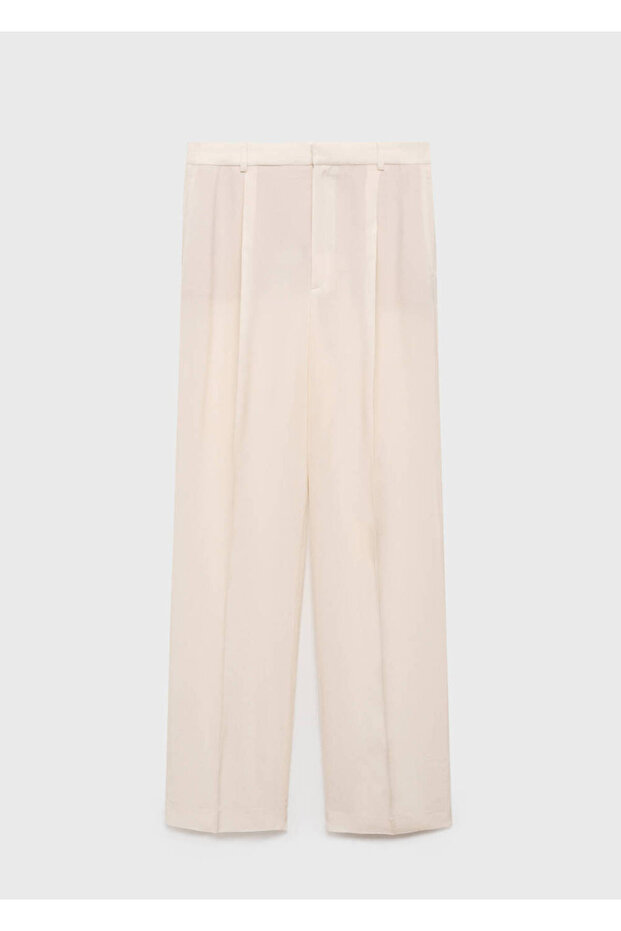 Dökümlü düz kesim kumaş pantolon - 3