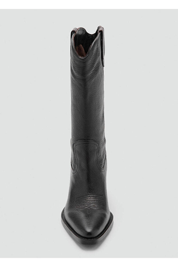 Pointed Toe Leather Ankle Boots - 6