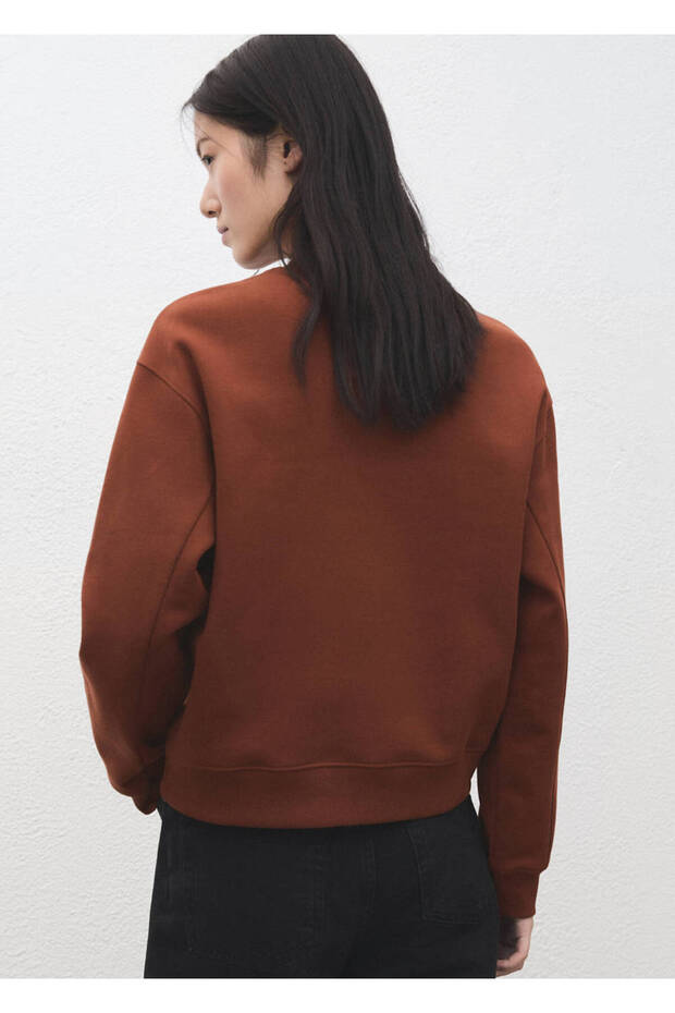 Pamuklu düz sweatshirt - 4