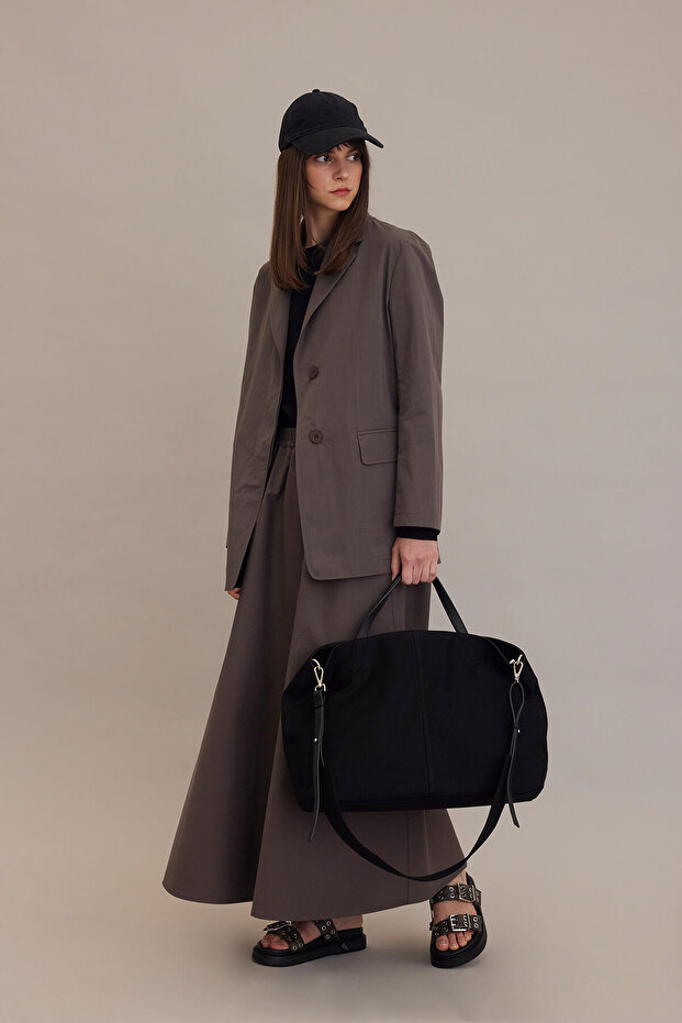 Rozkloszowana spódnica BOL CUT taupe - 7