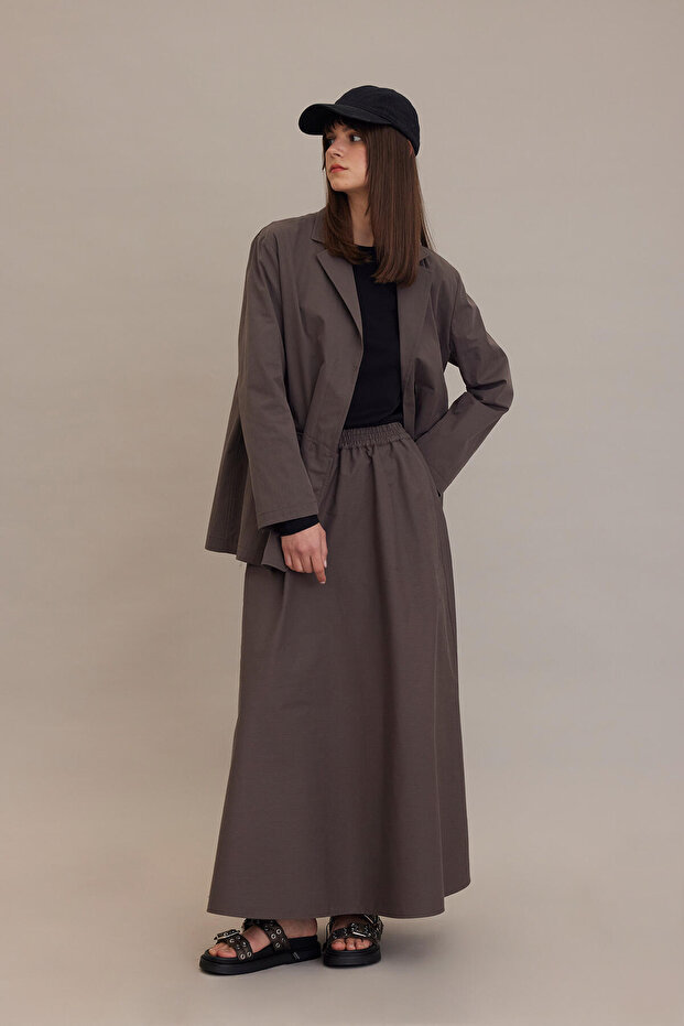 Rozkloszowana spódnica BOL CUT taupe - 1