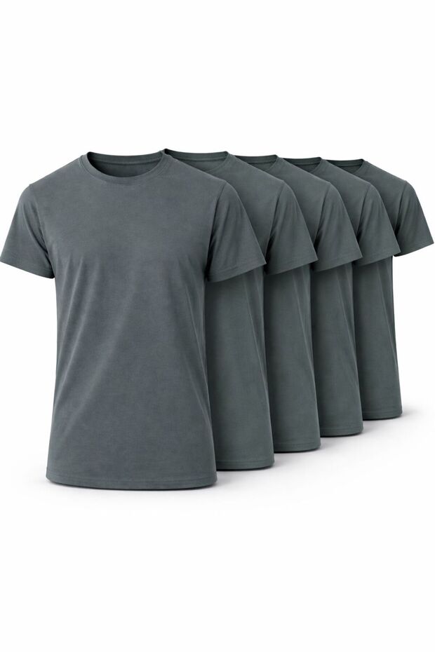 Men's Mint Green 5-Piece Slim Fit 100% Cotton Basic Crew Neck T-Shirt