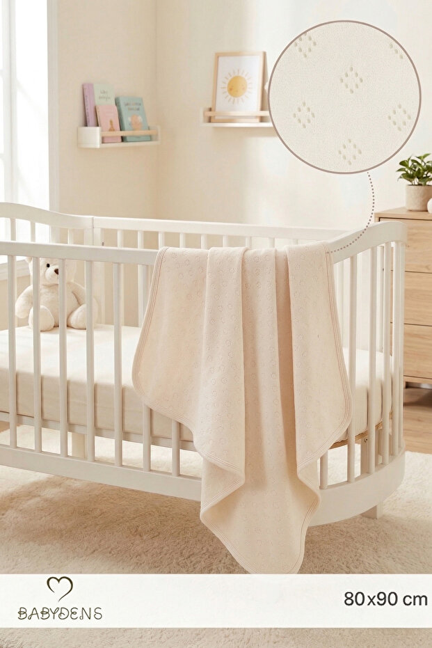 100% Cotton Diamond Pattern Jacquard Baby Blanket 80X90 cm Soft Breathable Baby Blanket