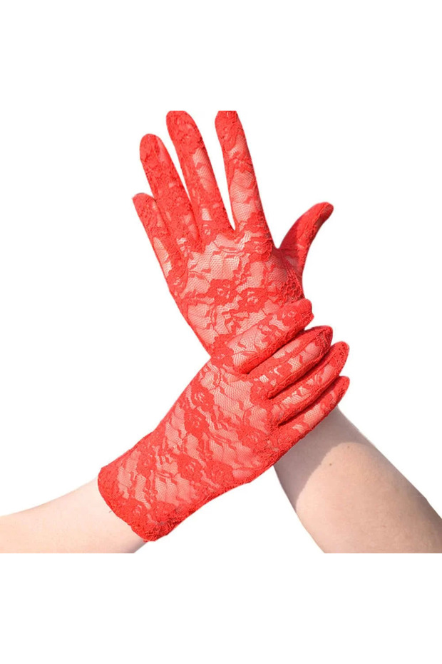 Red Short Lacy Gloves