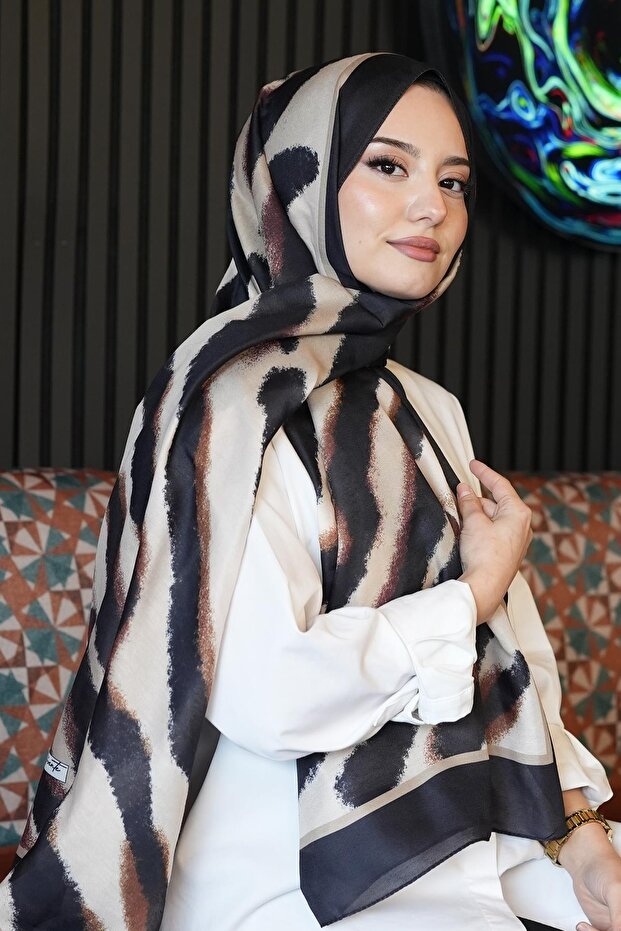 Zebra Pattern Caramel Soft Cotton Shawl - 1
