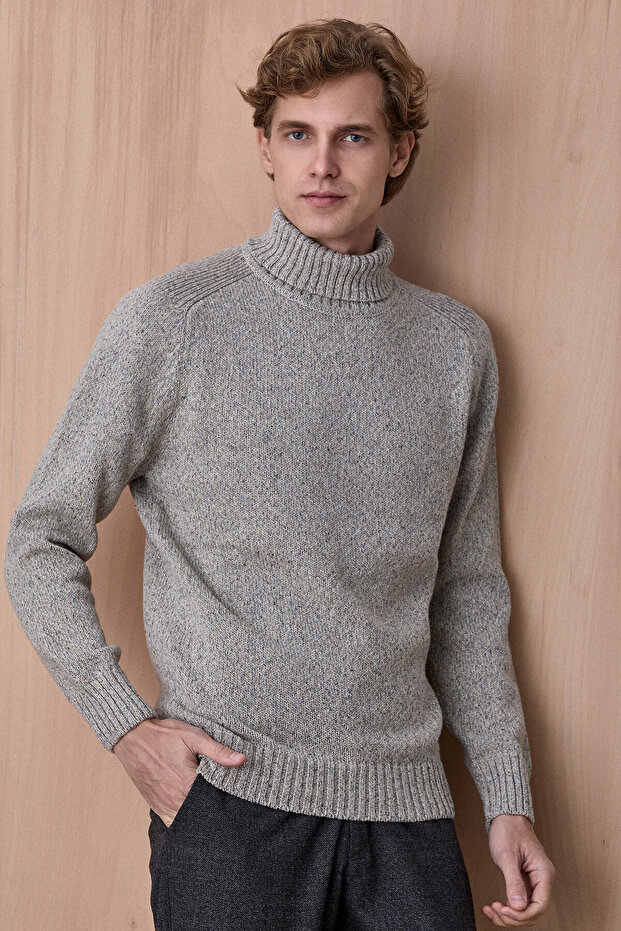 Grandi Light Gray 100% Cotton Round Neck Sweater