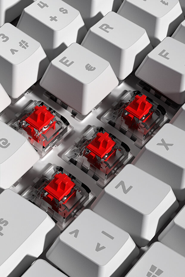 Hydra R6 Full Color RGB LED Gaming Pro Red Switch Mekanik Klavye - Beyaz - 5