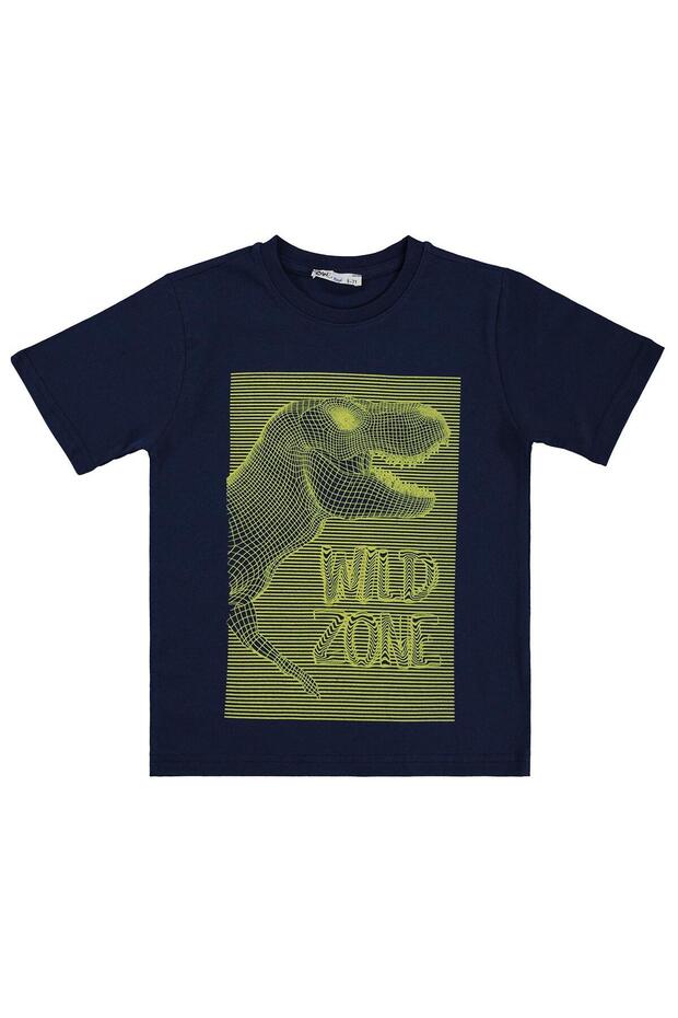 Wild Zone Printed T-Shirt for Ages 6-9 - Navy Blue