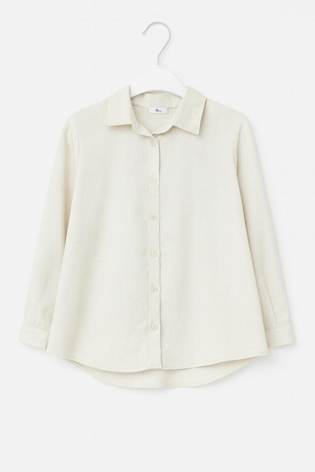 Nk girl's long sleeve button-down shirt, ages 4-8, cream