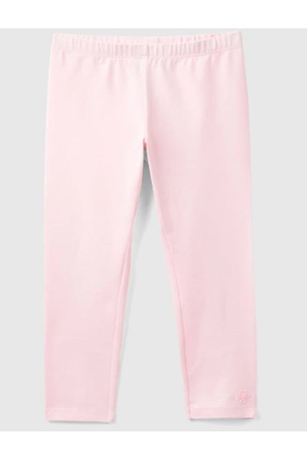 Girl's Light Pink Long Tights with Benetton Logo